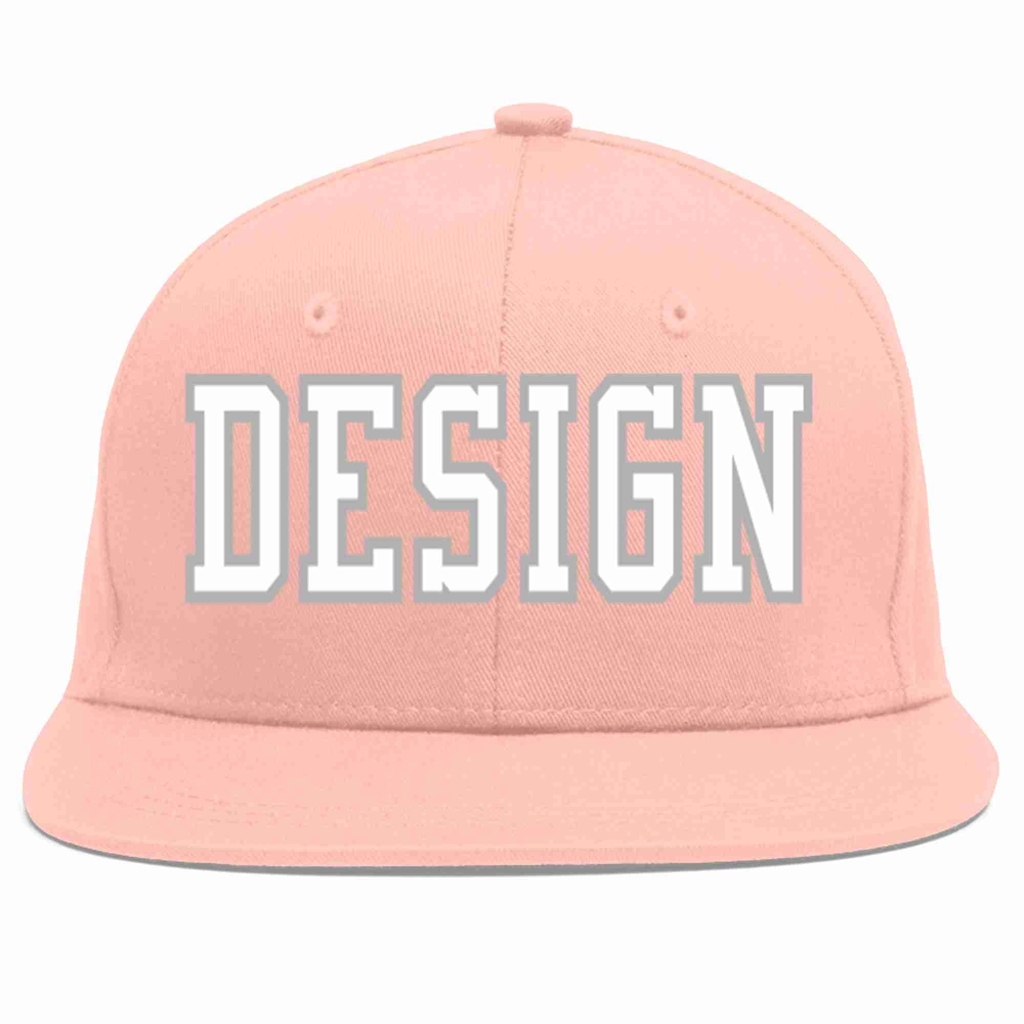 Custom Pink White-Gray Flat Eaves Sport Baseball Cap Design for Men/Women/Youth