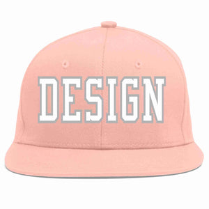 Conception personnalisée de casquette de baseball de sport à Eaves plates rose blanc-gris pour hommes/femmes/jeunes