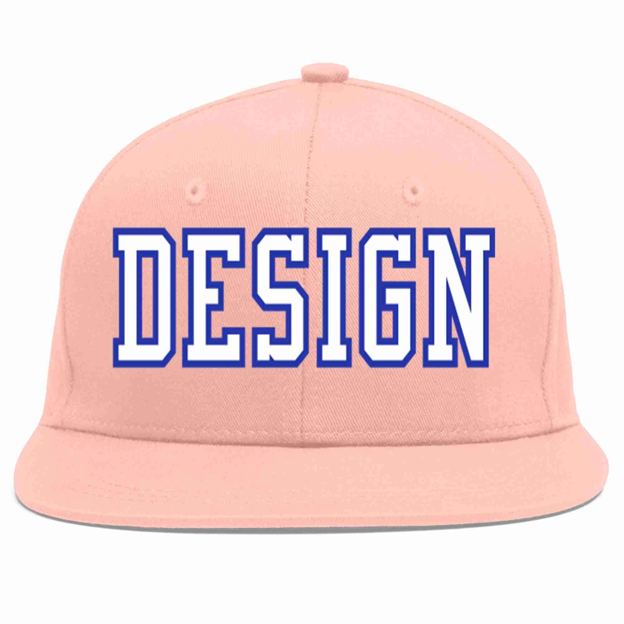 Custom Pink White-Royal Flat Eaves Sport Baseball Cap Design for Men/Women/Youth