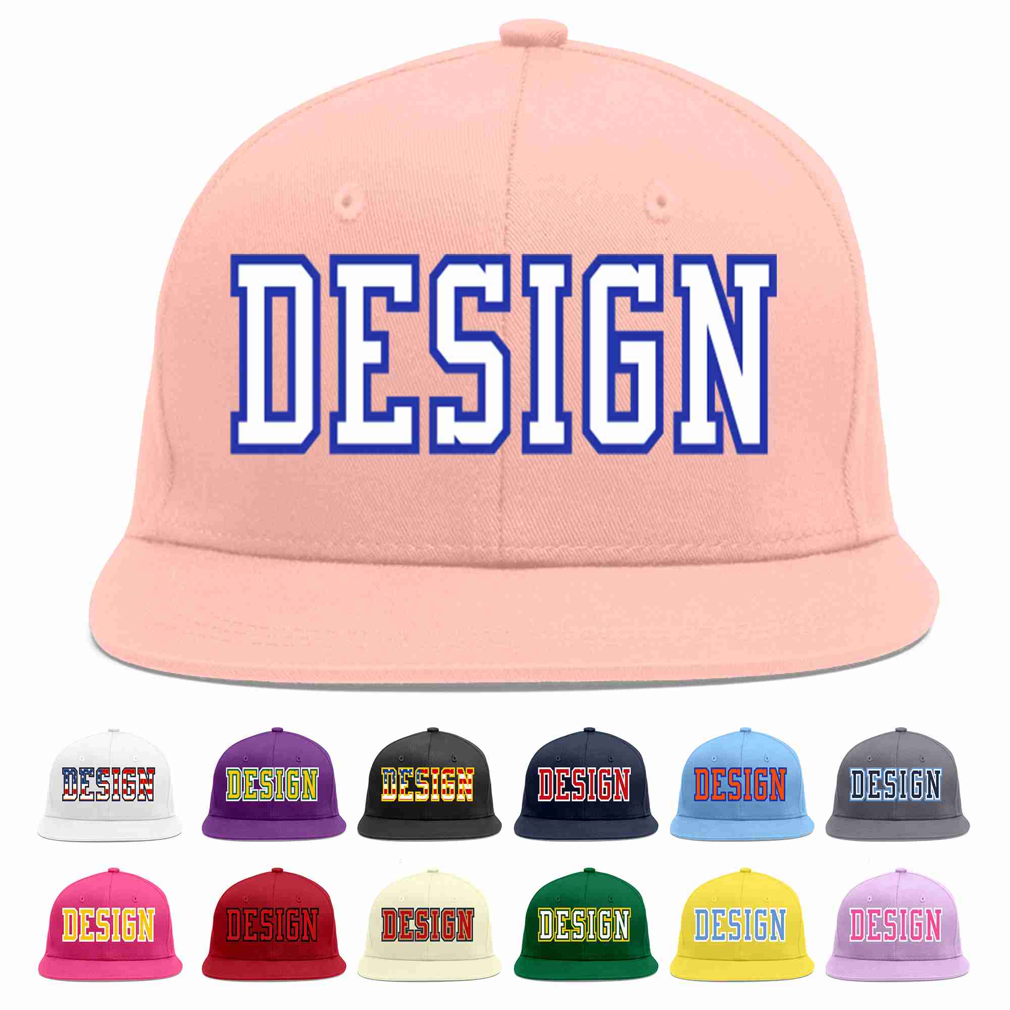 Custom Pink White-Royal Flat Eaves Sport Baseball Cap Design for Men/Women/Youth