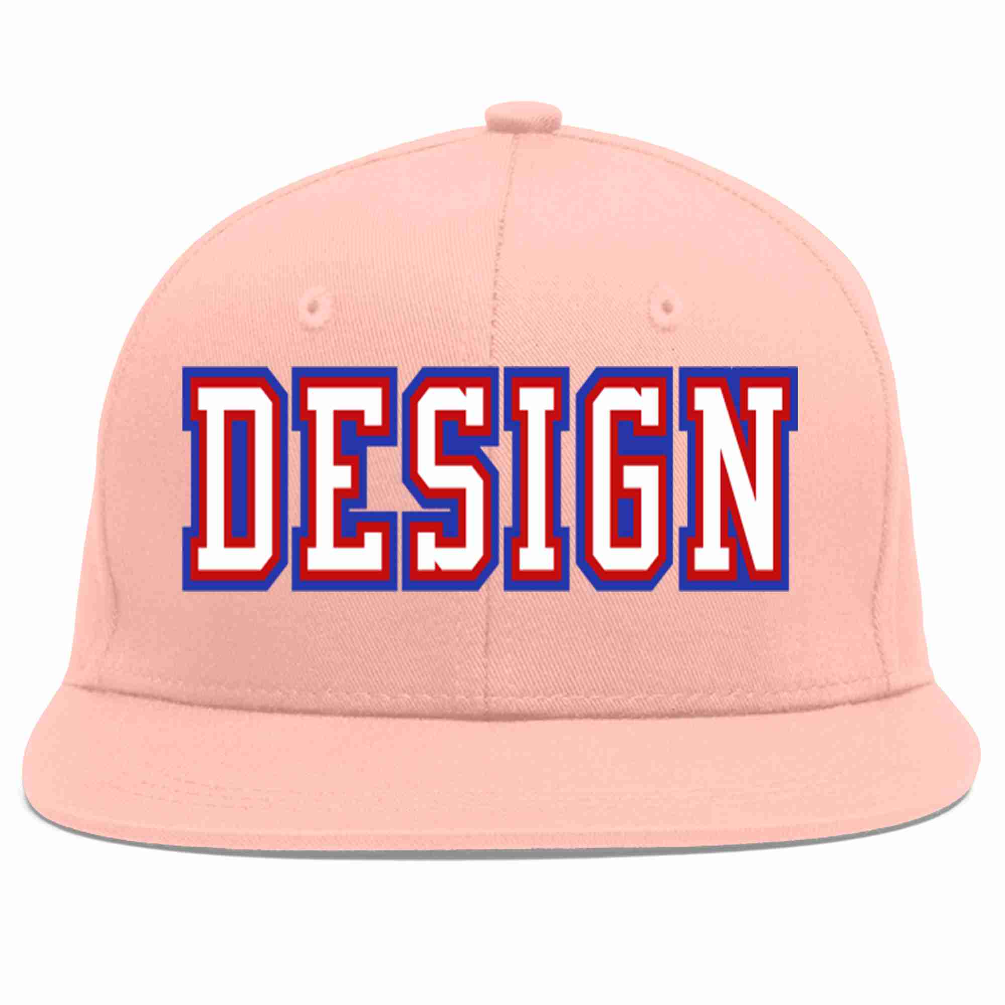 Custom Pink White-Red Flat Eaves Sport Baseball Cap Design for Men/Women/Youth