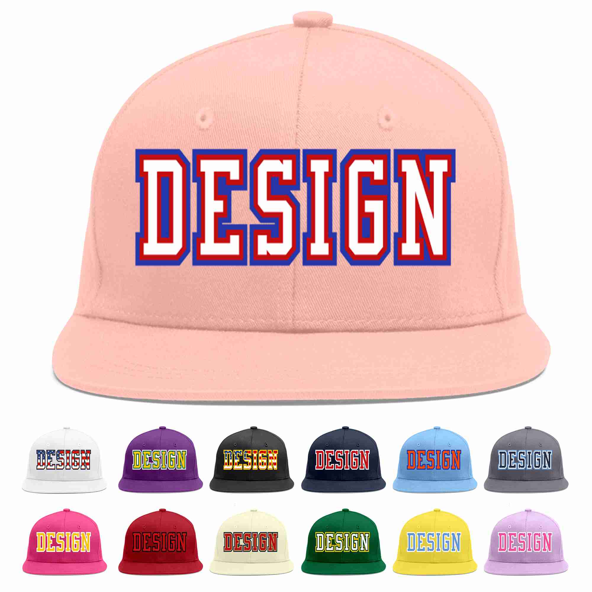 Custom Pink White-Red Flat Eaves Sport Baseball Cap Design for Men/Women/Youth