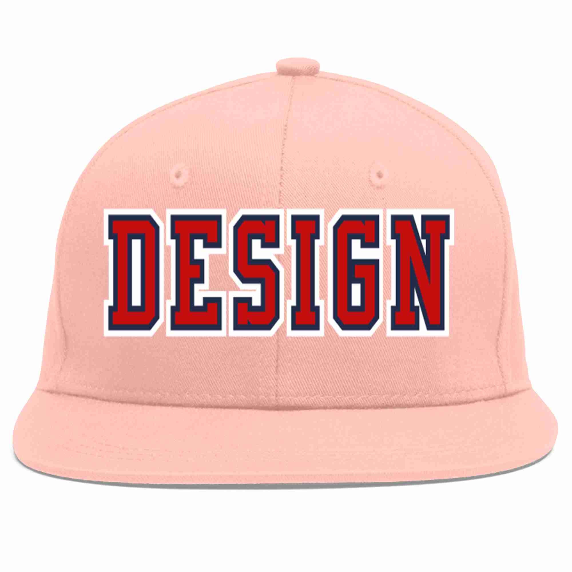 Custom Pink Red-Navy Flat Eaves Sport Baseball Cap Design for Men/Women/Youth