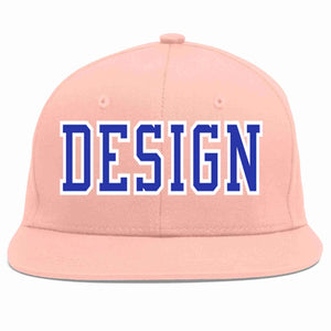 Conception personnalisée de casquette de baseball de sport à avant-toit plat rose royal-blanc pour hommes/femmes/jeunes