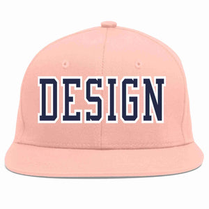 Custom Pink Navy-White Flat Eaves Sport Baseball Cap Design for Men/Women/Youth