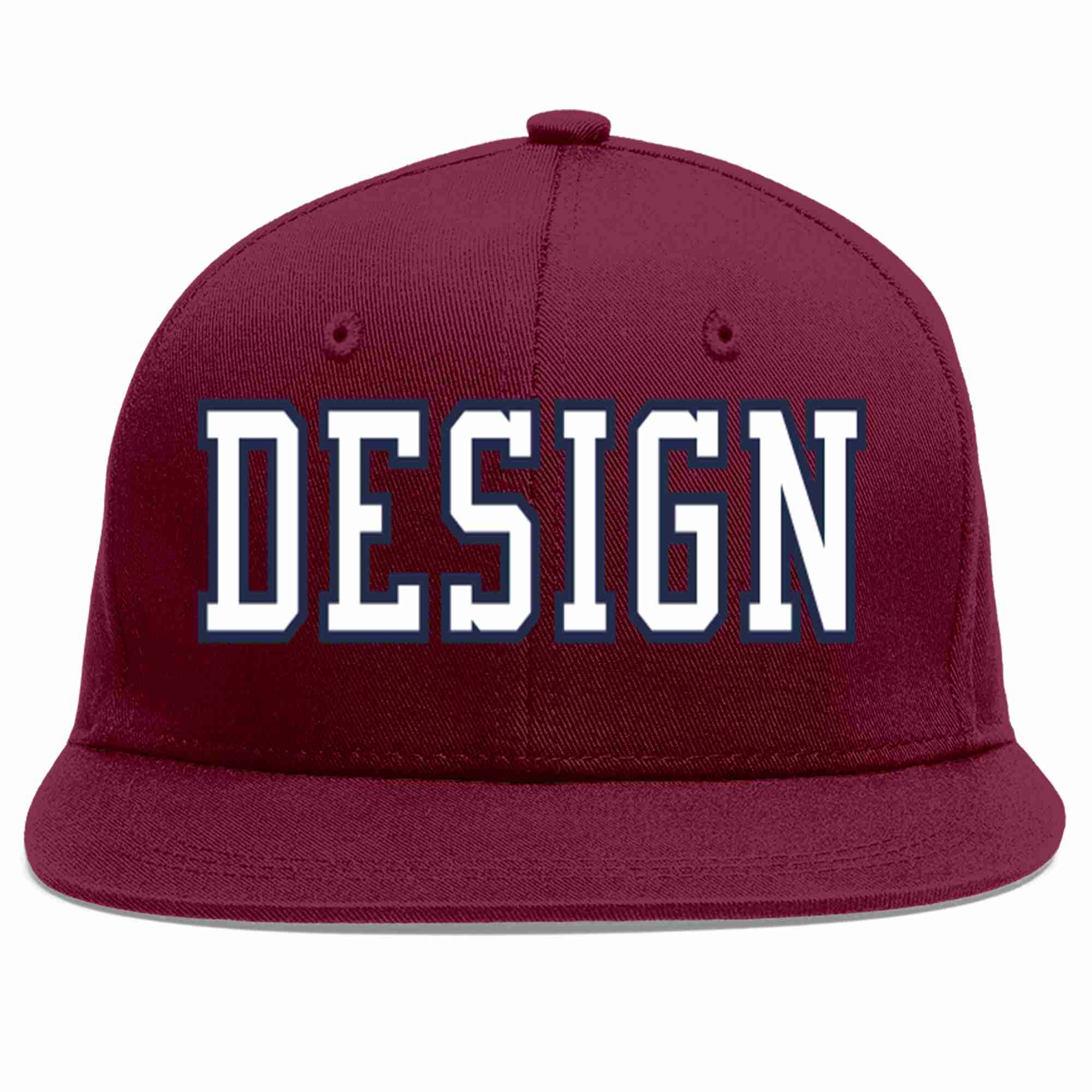 Custom Crimson White-Navy Flat Eaves Sport Baseball Cap Design for Men/Women/Youth