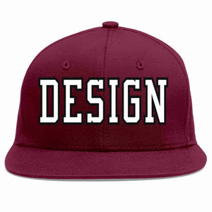 Custom Crimson White-Black Flat Eaves Sport Baseball Cap Design for Men/Women/Youth