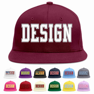 Custom Crimson White-Gray Flat Eaves Sport Baseball Cap Design for Men/Women/Youth