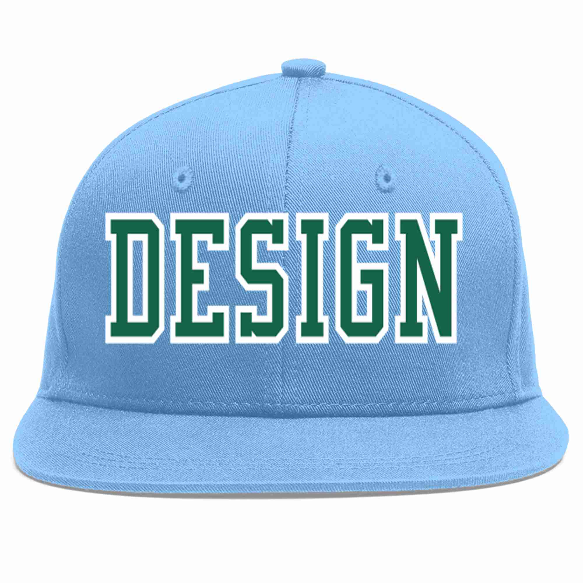 Casquette de baseball de sport à Eaves plates, personnalisée, bleu clair, vert-blanc, pour hommes/femmes/jeunes