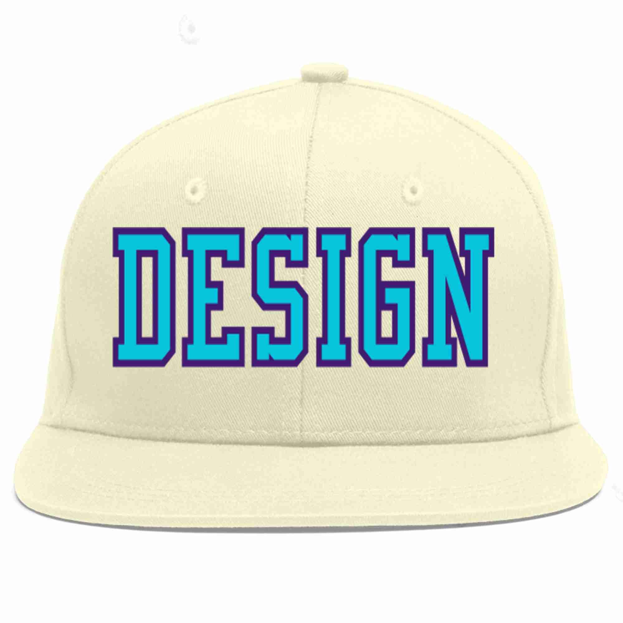 Custom Cream Light Blue-purple Flat Eaves Sport Baseball Cap Design for Men/Women/Youth