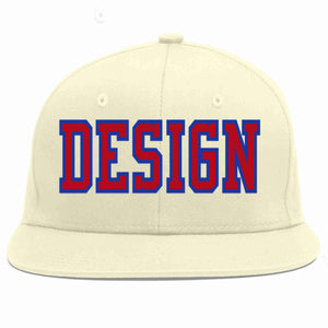 Custom Cream Red-Royal Flat Eaves Sport Baseball Cap Design for Men/Women/Youth