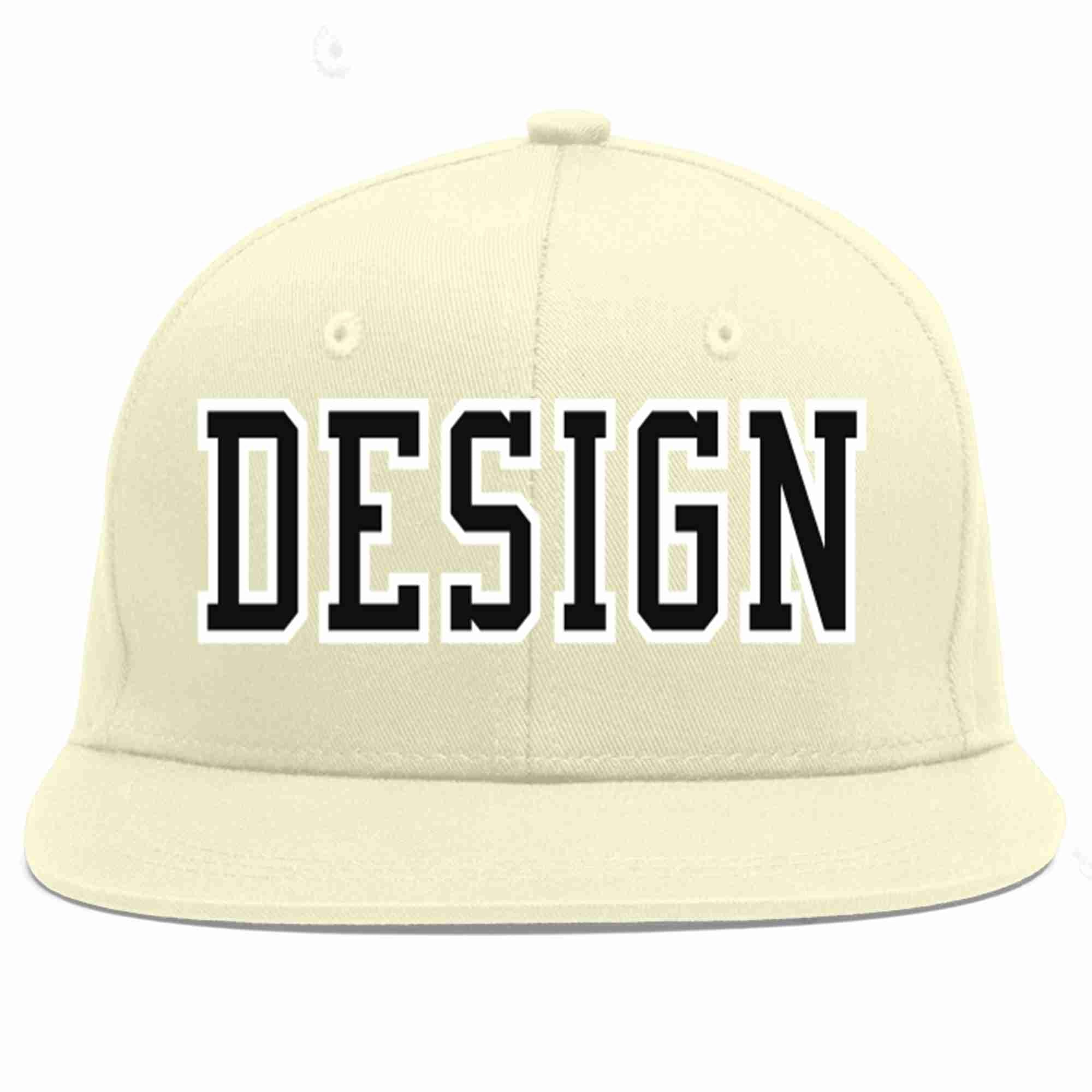 Conception personnalisée de casquette de baseball de sport à avant-toit plat noir-blanc crème pour hommes/femmes/jeunes