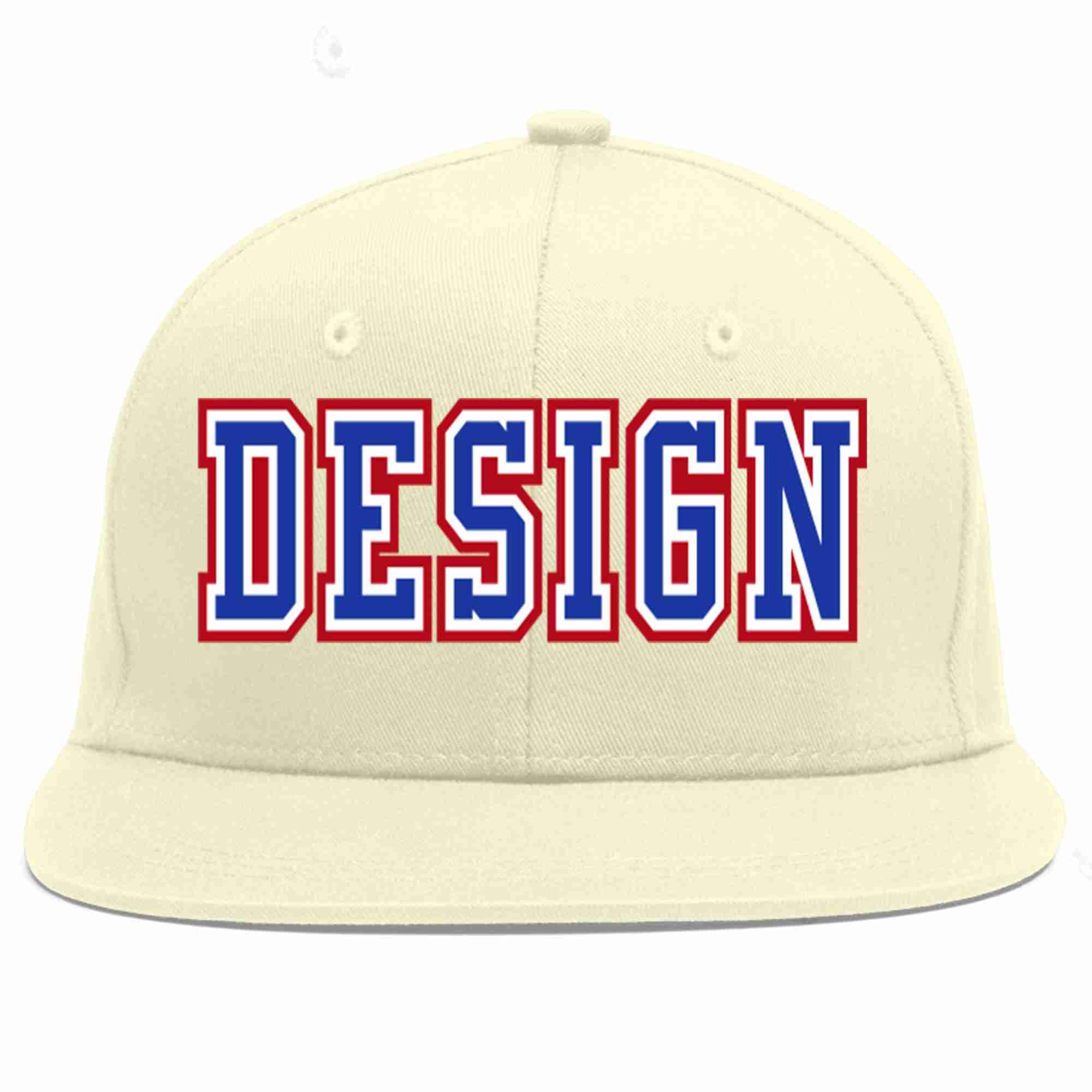 Custom Cream Royal-White Flat Eaves Sport Baseball Cap Design for Men/Women/Youth