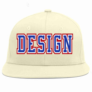 Conception personnalisée de casquette de baseball de sport à Eaves plates Royal-White crème personnalisée pour hommes/femmes/jeunes