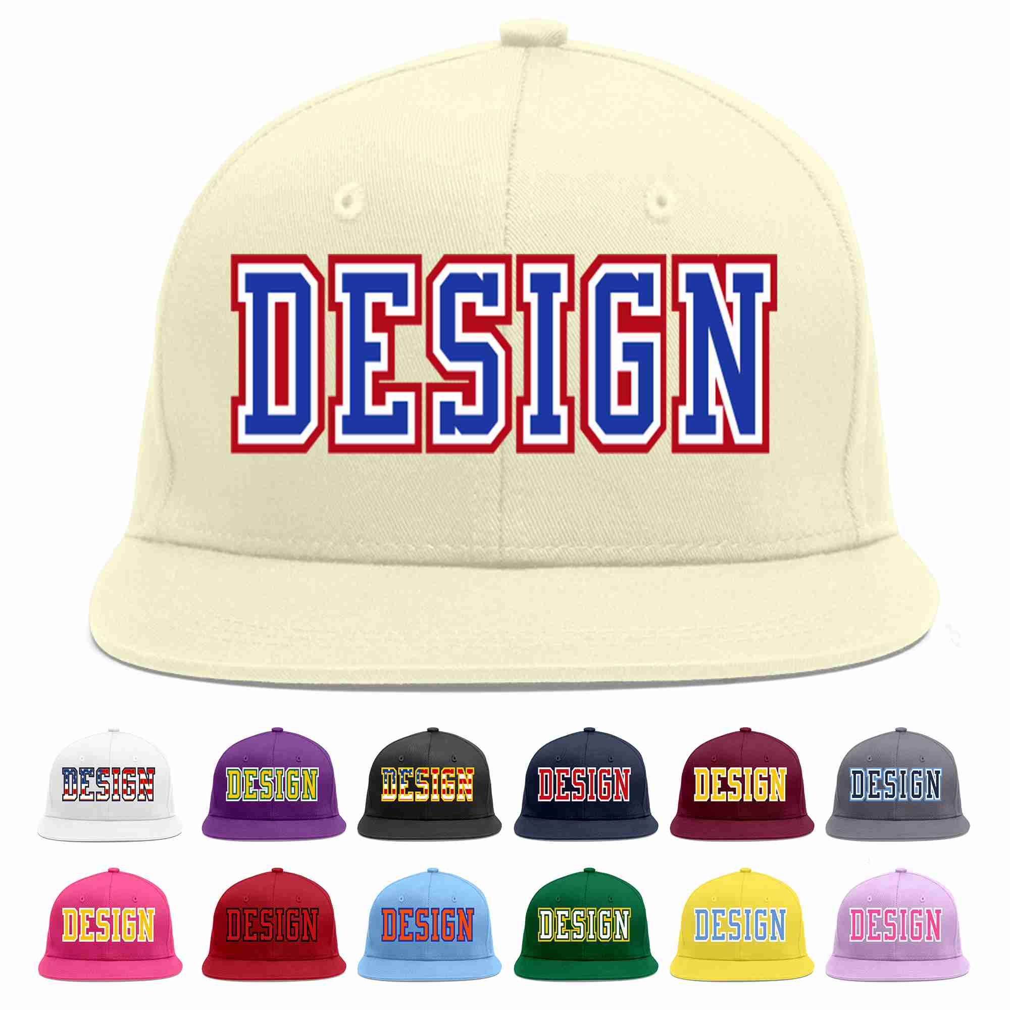 Custom Cream Royal-White Flat Eaves Sport Baseball Cap Design for Men/Women/Youth