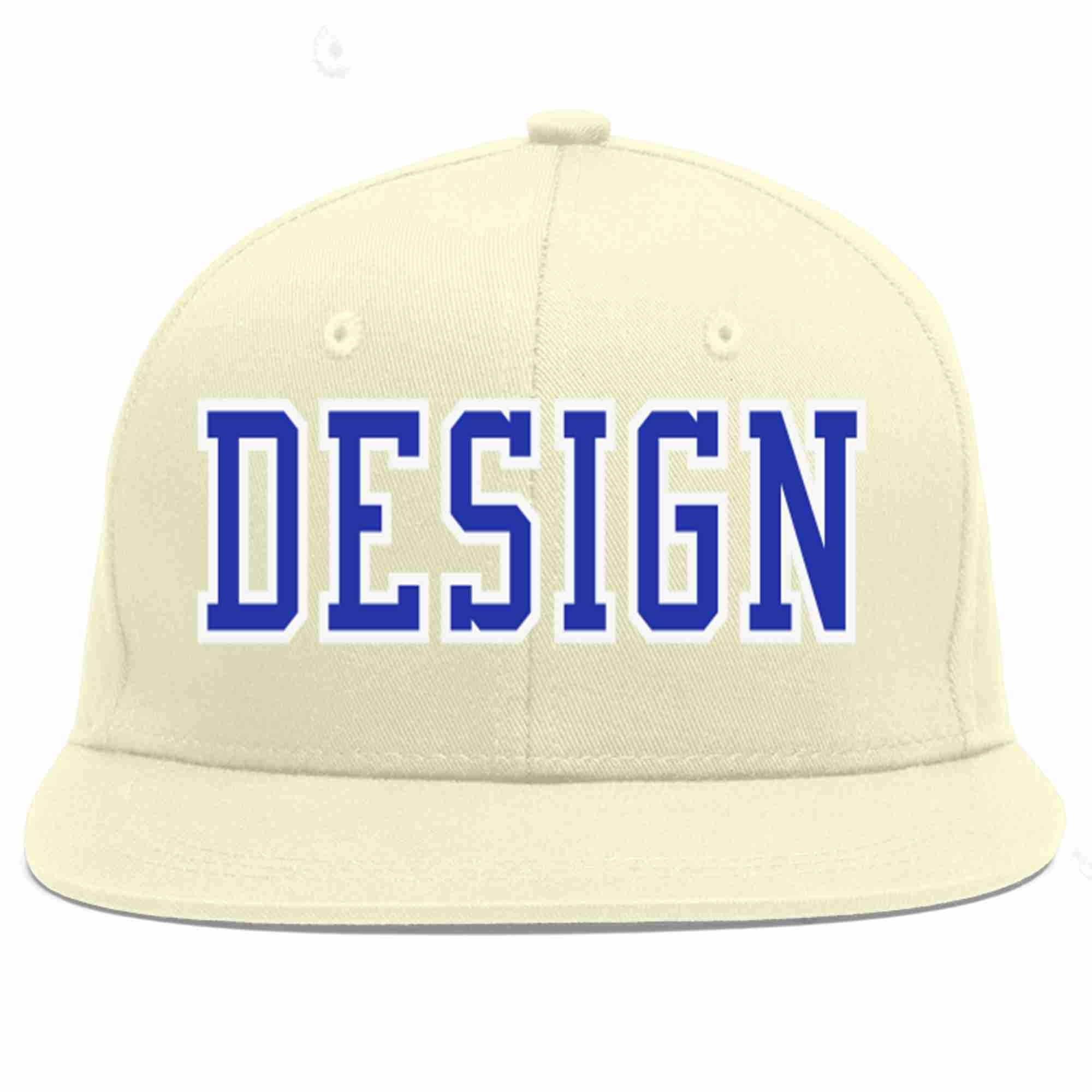 Conception personnalisée de casquette de baseball de sport à Eaves plates Royal-White crème personnalisée pour hommes/femmes/jeunes