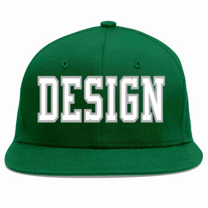 Custom Green White-Gray Flat Eaves Sport Baseball Cap Design for Men/Women/Youth