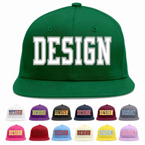 Custom Green White-Gray Flat Eaves Sport Baseball Cap Design for Men/Women/Youth