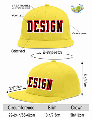 Custom Light Gold Black-Red Flat Eaves Sport Baseball Cap Design for Men/Women/Youth