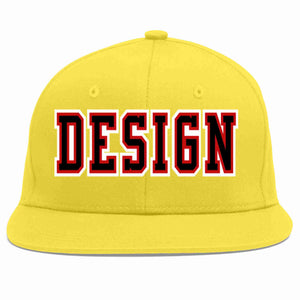 Custom Light Gold Black-Red Flat Eaves Sport Baseball Cap Design for Men/Women/Youth