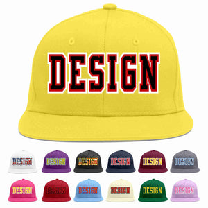 Custom Light Gold Black-Red Flat Eaves Sport Baseball Cap Design for Men/Women/Youth