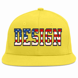 Custom Light Gold Vintage USA Flag-Gold Flat Eaves Sport Baseball Cap Design for Men/Women/Youth