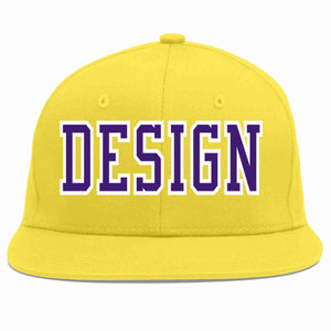 Conception personnalisée de casquette de baseball de sport à avant-toit plat violet-blanc or clair pour hommes/femmes/jeunes