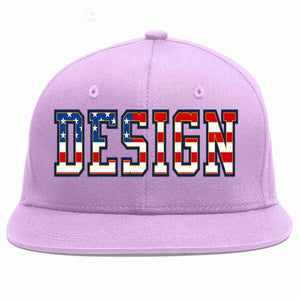 Custom Light Purple Vintage USA Flag-Gold Flat Eaves Sport Baseball Cap Design for Men/Women/Youth