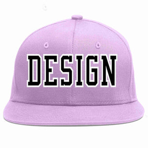 Conception personnalisée de casquette de baseball de sport à avant-toit plat violet clair noir-blanc pour hommes/femmes/jeunes