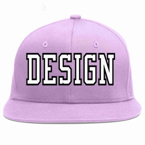 Custom Light Purple White-Black Flat Eaves Sport Baseball Cap Design for Men/Women/Youth