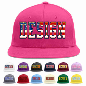 Custom Rose Red Vintage USA Flag-Gold Flat Eaves Sport Baseball Cap Design for Men/Women/Youth