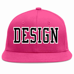 Conception personnalisée de casquette de baseball de sport à avant-toit plat rose rouge noir-blanc pour hommes/femmes/jeunes