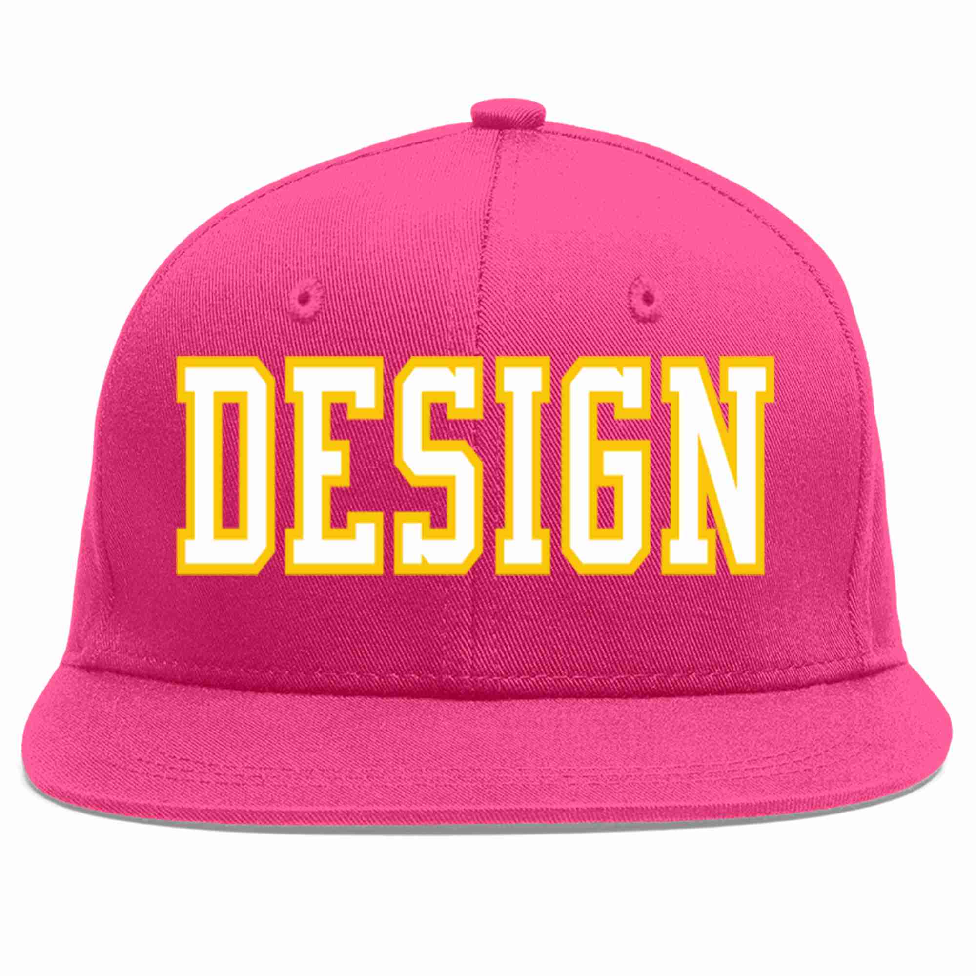 Custom Rose Red White-Gold Flat Eaves Sport Baseball Cap Design for Men/Women/Youth