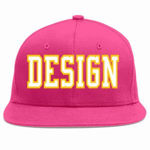 Conception personnalisée de casquette de baseball de sport à avant-toit plat rose rouge blanc-or pour hommes/femmes/jeunes