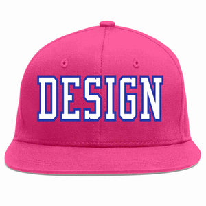 Custom Rose Red White-Royal Flat Eaves Sport Baseball Cap Design for Men/Women/Youth