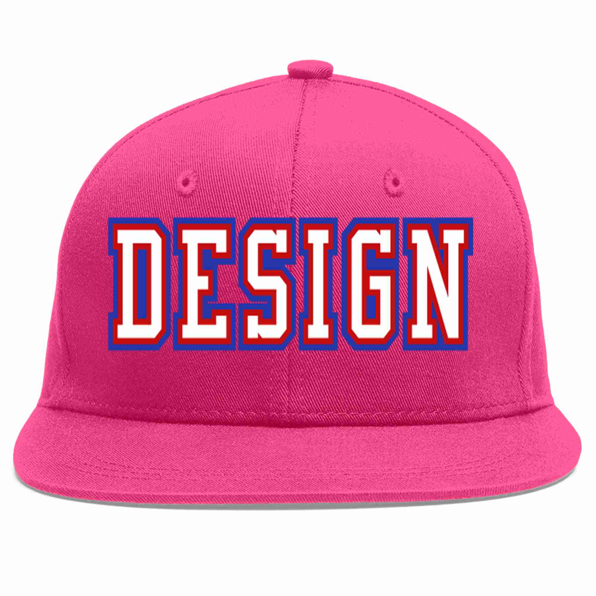 Conception personnalisée de casquette de baseball de sport à avant-toit plat rose rouge blanc-rouge pour hommes/femmes/jeunes