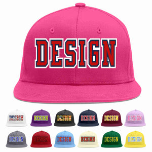 Custom Rose Red Red-Navy Flat Eaves Sport Baseball Cap Design for Men/Women/Youth