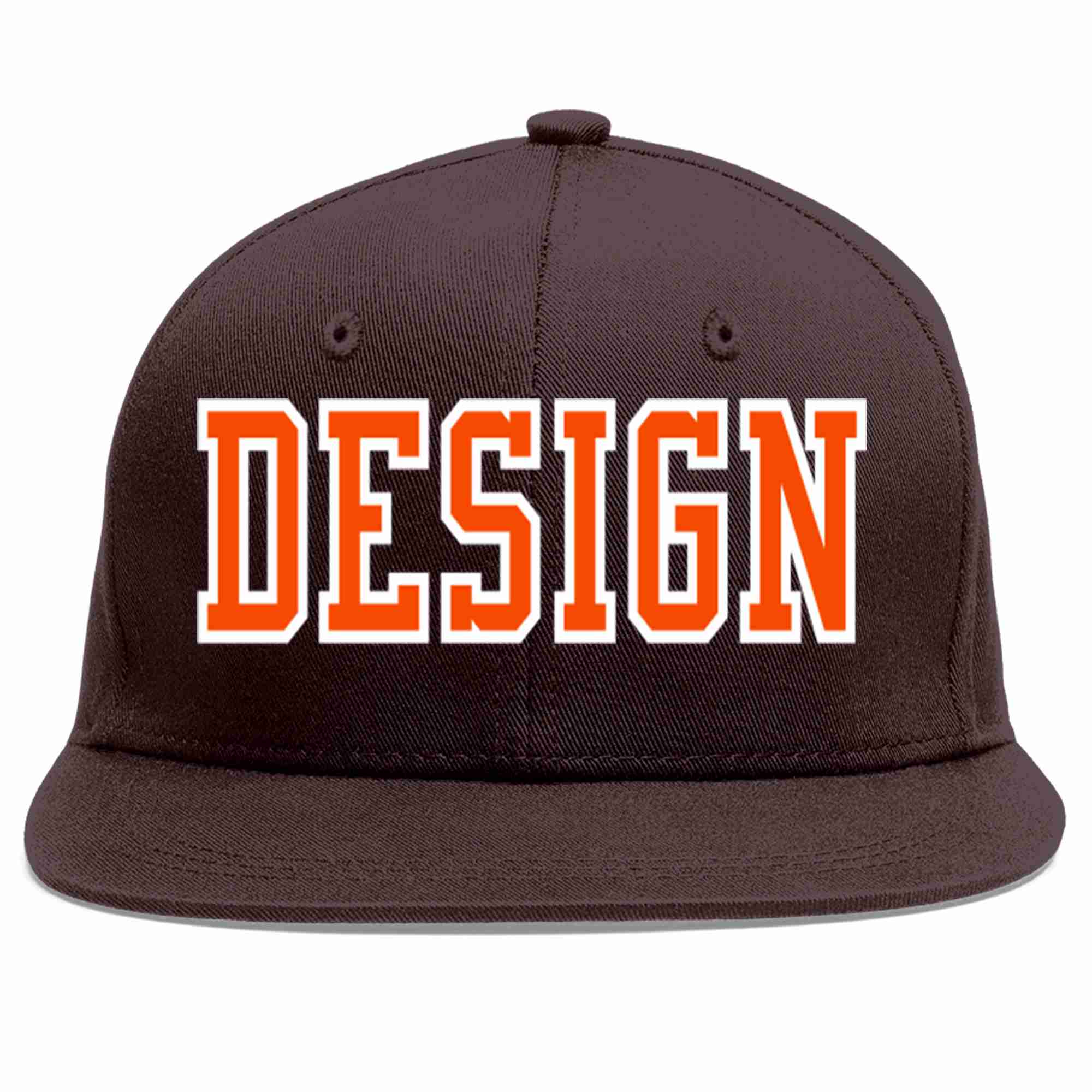 Conception personnalisée de casquette de baseball de sport à avant-toit plat marron orange-blanc pour hommes/femmes/jeunes