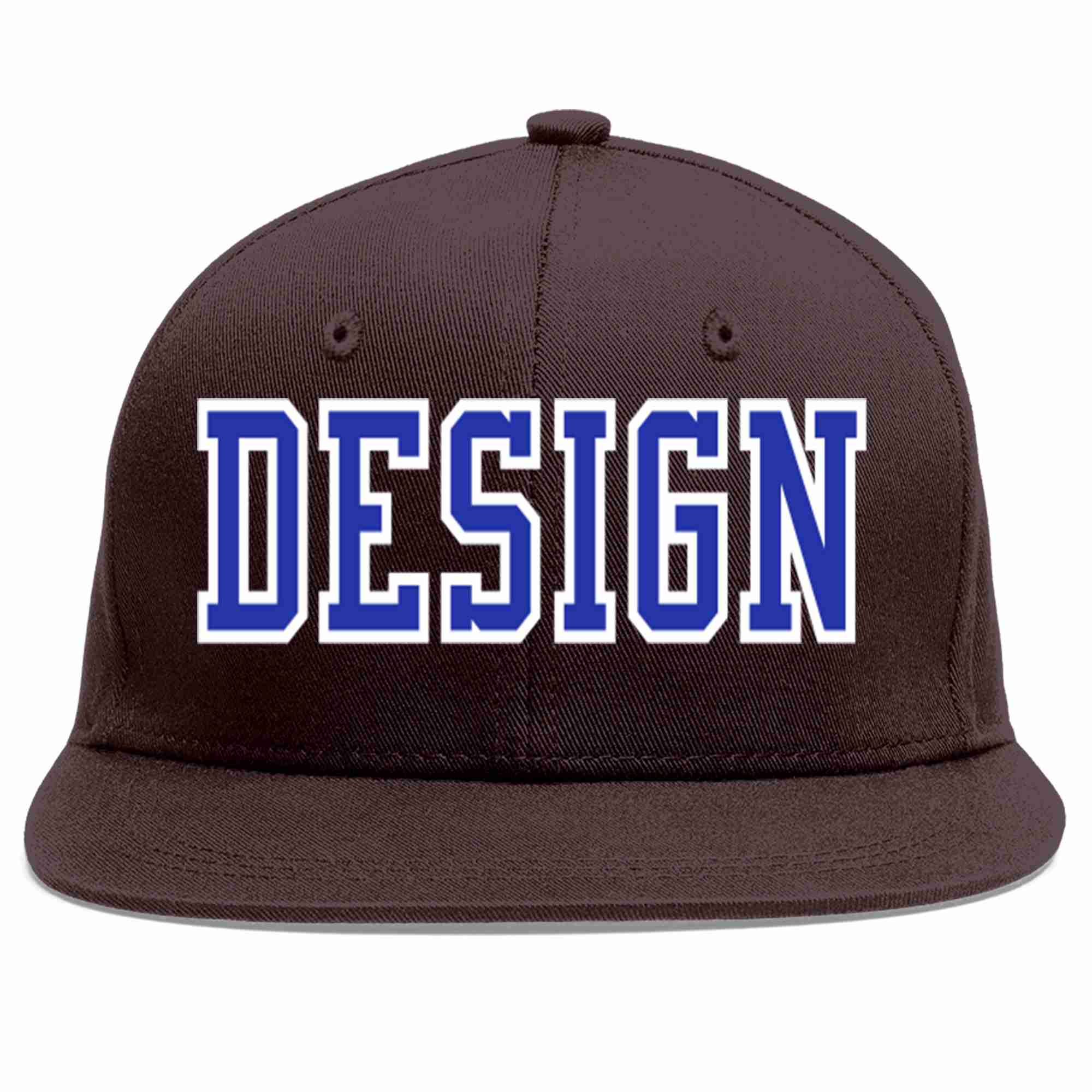 Custom Brown Royal-White Flat Eaves Sport Baseball Cap Design for Men/Women/Youth