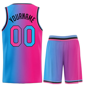 Custom Pink Blue Gradient Fashion Sets Basketball Jersey