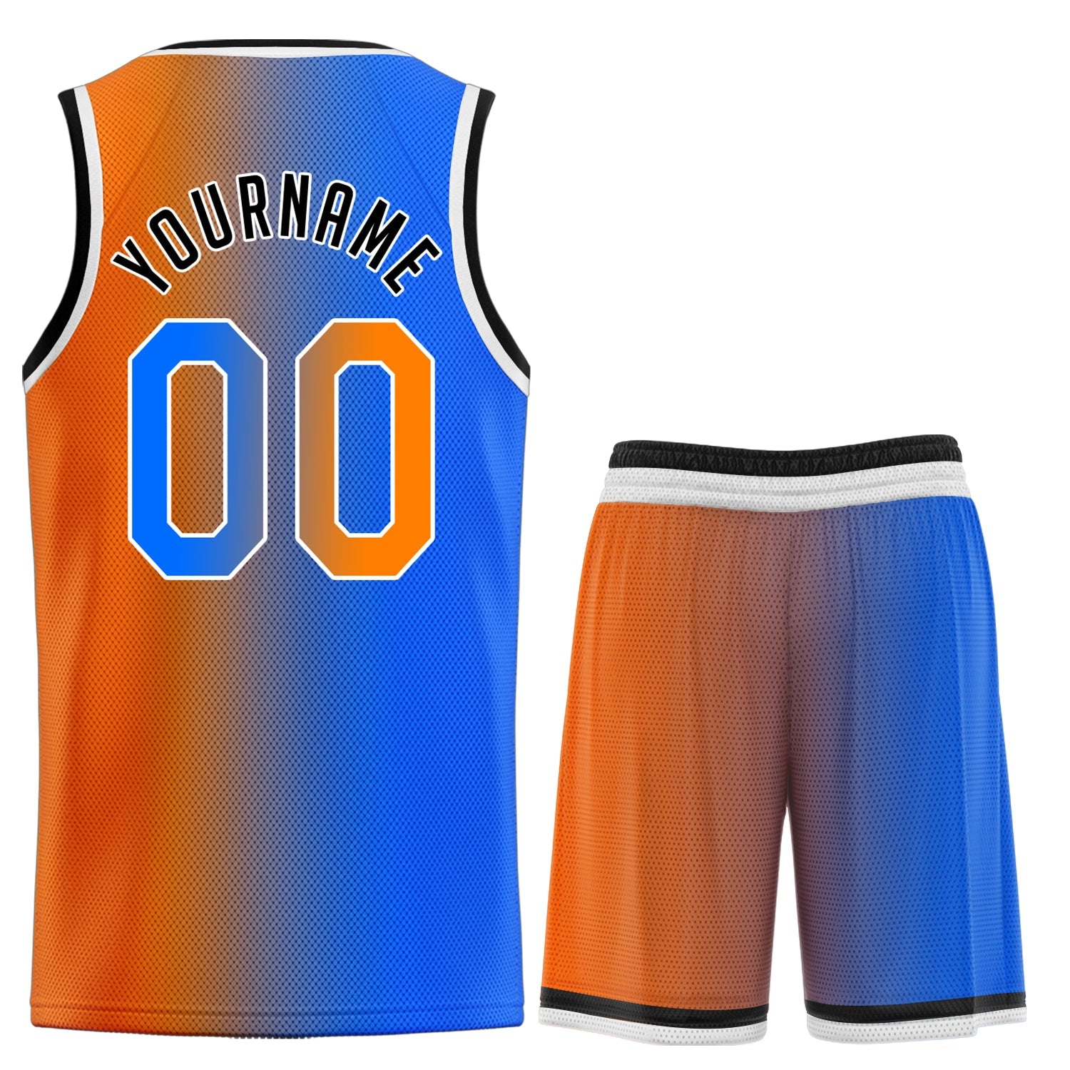 La mode personnalisée Orange bleu dégradé définit le maillot de basket-ball