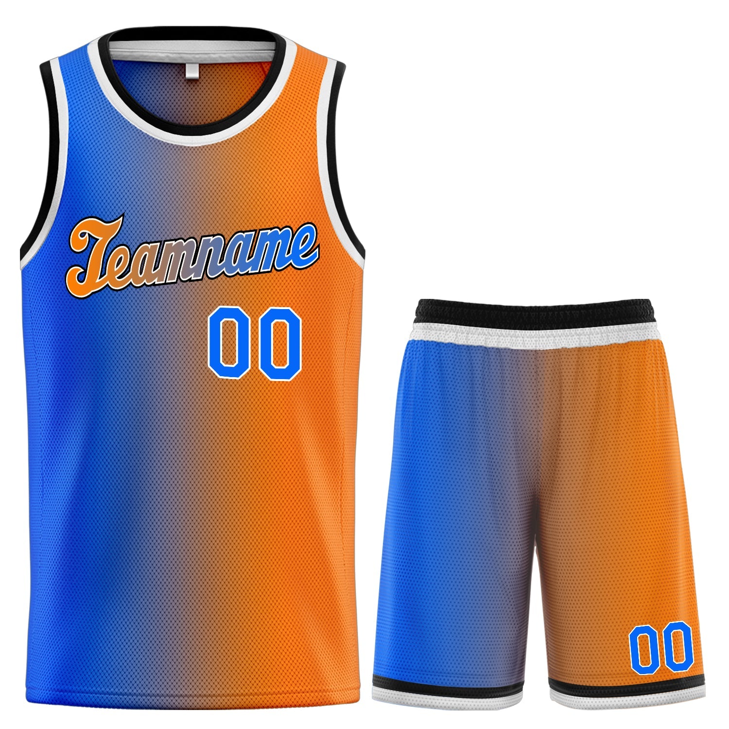 La mode personnalisée Orange bleu dégradé définit le maillot de basket-ball