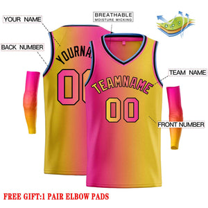 Custom Pink Yellow-Black Gradient Fashion Tops Basketball Jersey