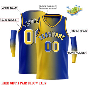 Custom Yellow Royal-Black Gradient Fashion Tops Basketball Jersey