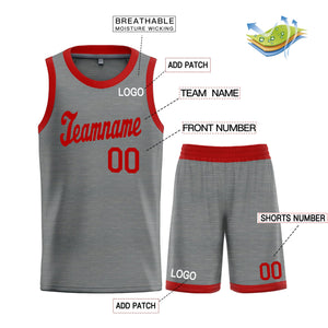 Maillot de basket-ball personnalisé gris rouge classique