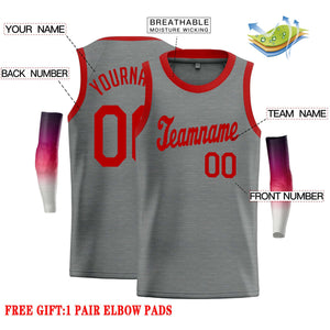 Custom Dark Gray Red Classic Tops Casual Basketball Jersey