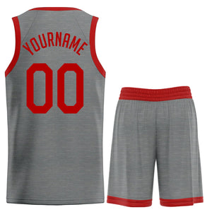 Maillot de basket-ball personnalisé gris rouge classique