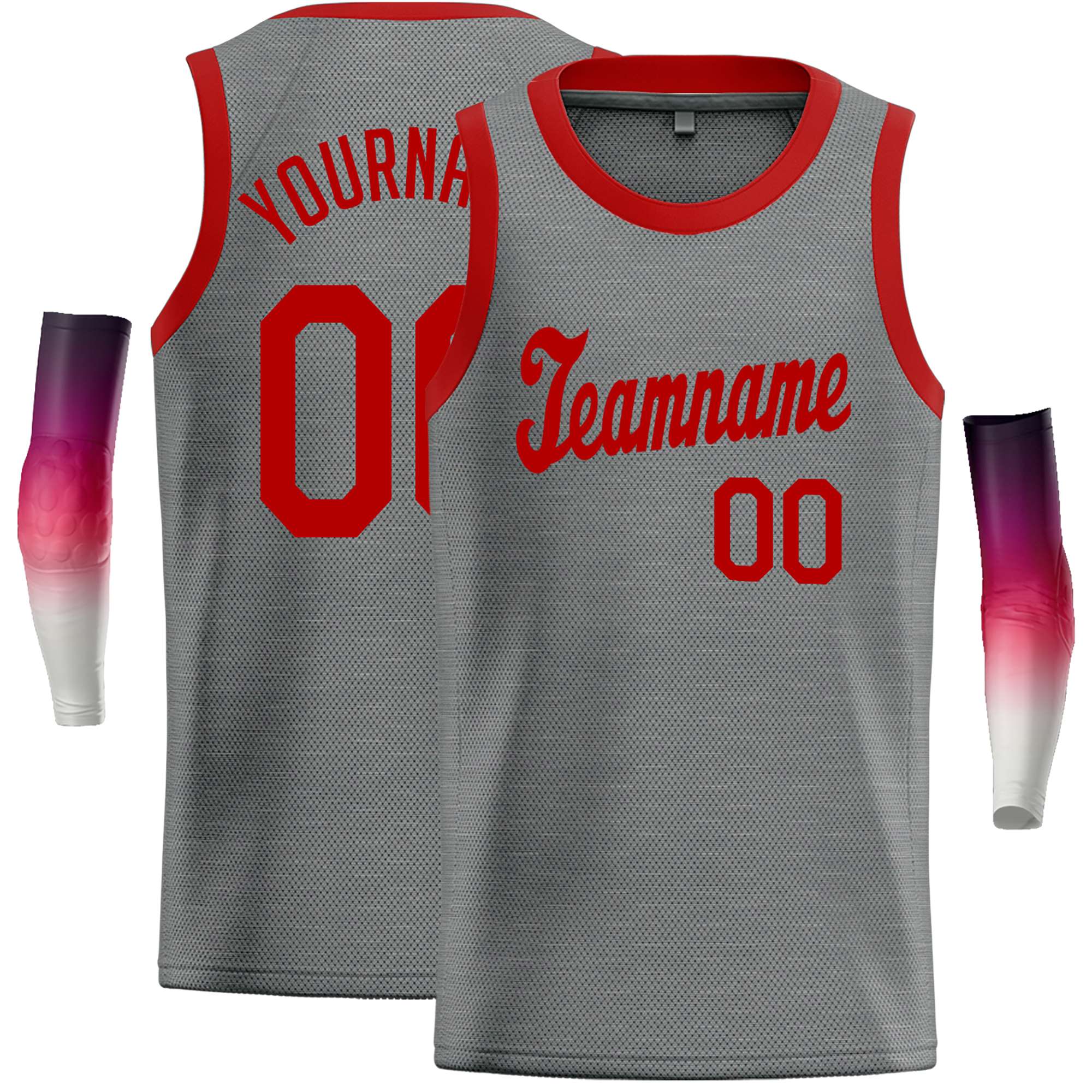 Maillot de basket-ball décontracté, haut classique rouge gris foncé personnalisé