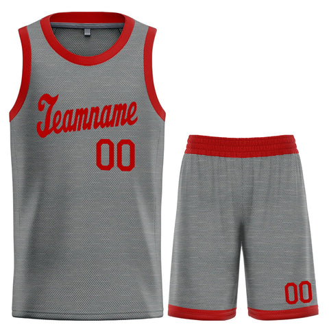 Custom Gray Red Classic Sets Basketball Jersey