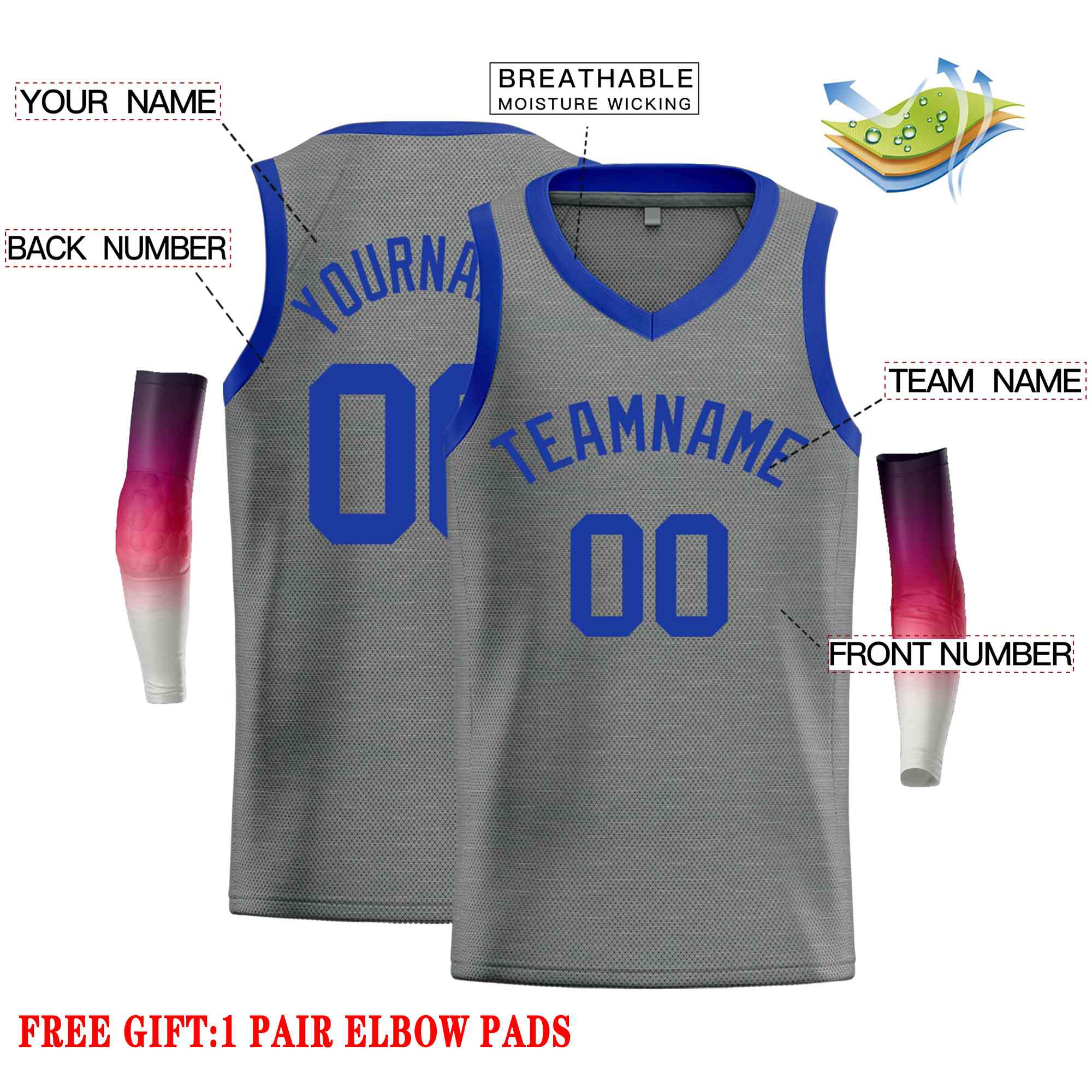 Custom Dark Gray Blue-Classic Tops Men Casual Basketball Jersey